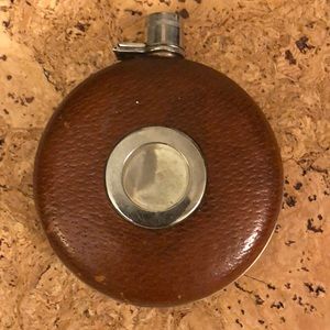 German AHS round leather flask